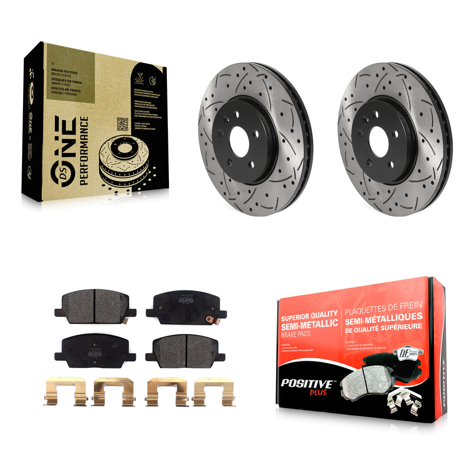 Front Coated Drilled Slotted Disc Brake Rotors And Semi-Metallic Pads Kit For Chevrolet Trax Buick Encore KDF-100736