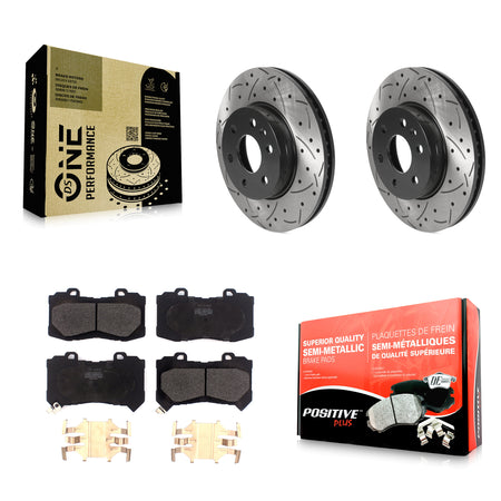 Front Drill Slot Disc Brake Rotor Semi-Metallic Pad Kit For Chevrolet Colorado GMC Canyon KDF-100738