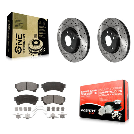 Front Drilled Slot Brake Rotors Semi-Metallic Pad Kit For Ford Fusion Mazda 6 Lincoln MKZ KDF-100740