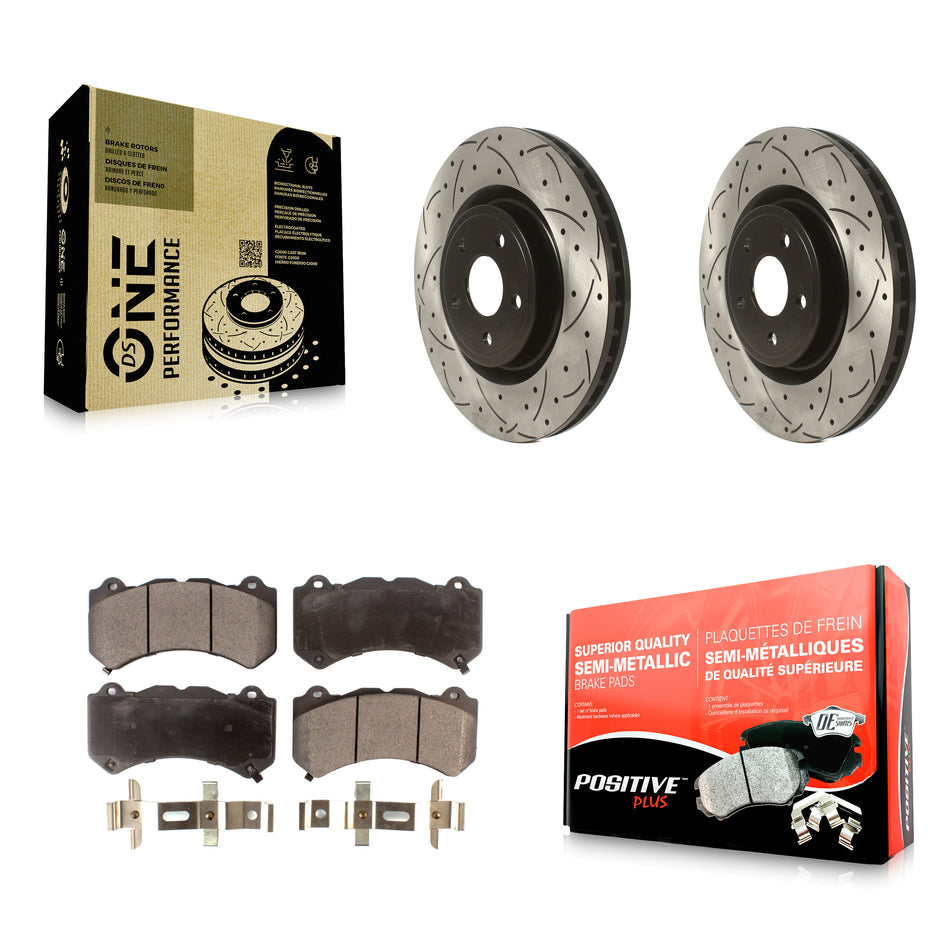 Front Coated Drilled Slotted Disc Brake Rotors And Semi-Metallic Pads Kit For Jeep Grand Cherokee Dodge Durango KDF-100741