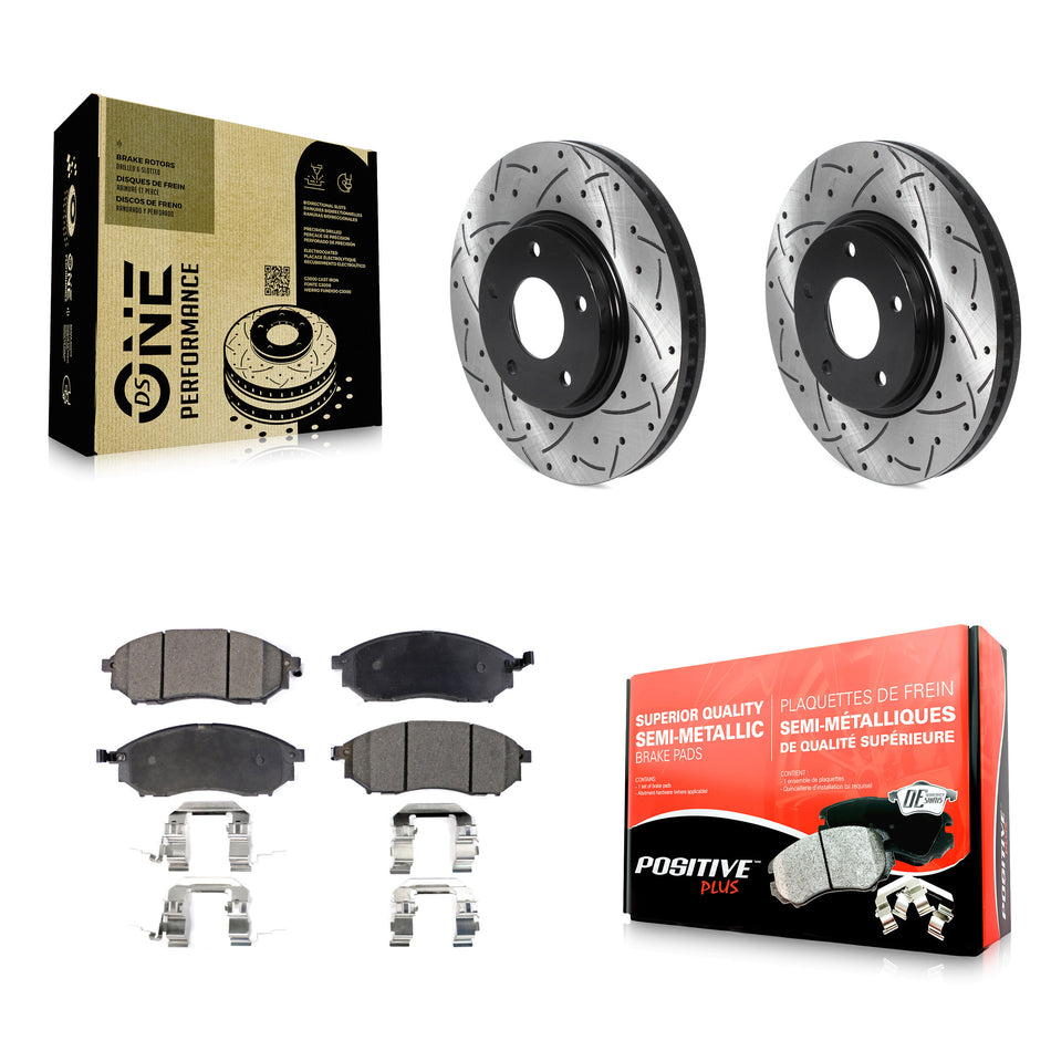 Front Coated Drilled Slotted Disc Brake Rotors And Semi-Metallic Pads Kit For Infiniti Q45 M45 INFINITI KDF-100753