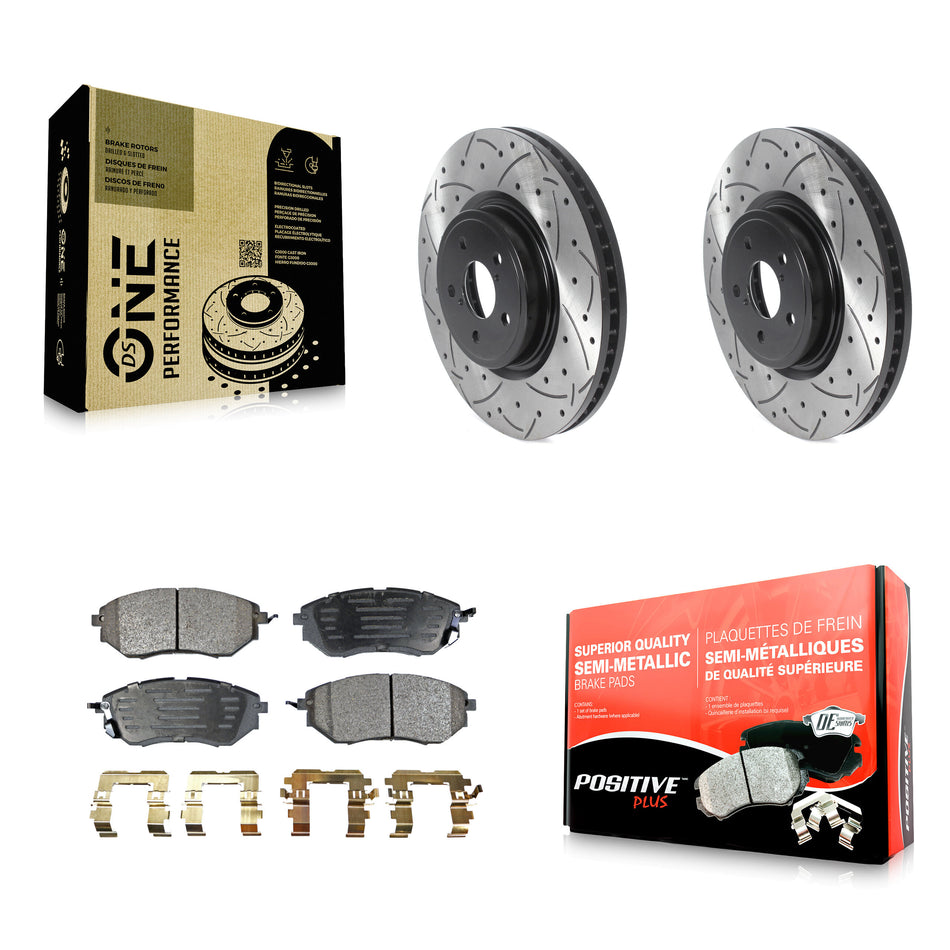 Front Coated Drilled Slotted Disc Brake Rotors And Semi-Metallic Pads Kit For Subaru Forester Outback Legacy KDF-100754