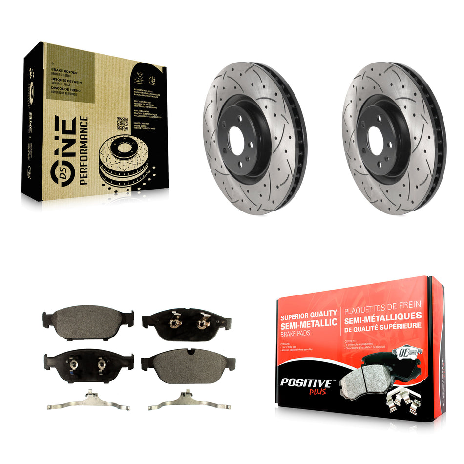 Front Coated Drilled Slotted Disc Brake Rotors And Semi-Metallic Pads Kit For Audi A6 Quattro A7 KDF-100774