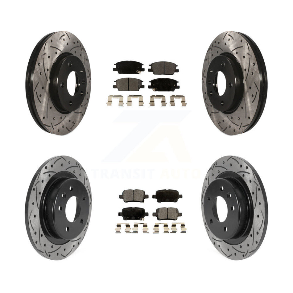 Front Rear Coated Drilled Slotted Disc Brake Rotors And Semi-Metallic Pads Kit For Chevrolet Equinox Malibu GMC Terrain Buick LaCrosse KDF-100787