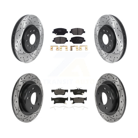 Front Rear Coated Drilled Slot Disc Brake Rotors Semi-Metallic Pad Kit For Buick Envision KDF-100792