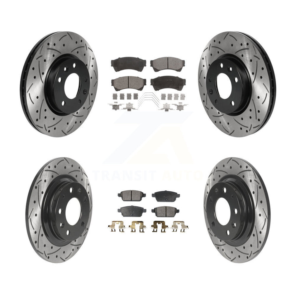 Front Rear Coated Drilled Slotted Disc Brake Rotors And Semi-Metallic Pads Kit For Ford Fusion Mazda 6 Lincoln MKZ Mercury Milan Zephyr KDF-100797