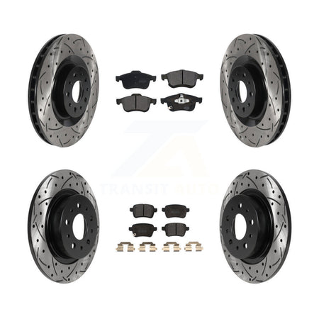 Front Rear Coat Drill Slot Disc Brake Rotor Semi-Metallic Pad Kit For 2014-2020 Fiat 500L KDF-100801