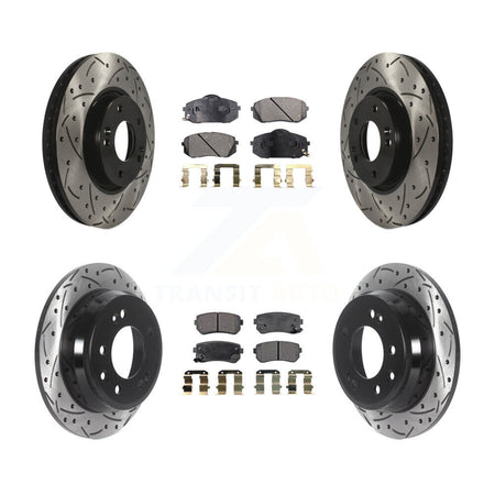 Front Rear Drilled Slot Brake Rotor Semi-Metallic Pad Kit For Hyundai Tucson Kia Sportage KDF-100812