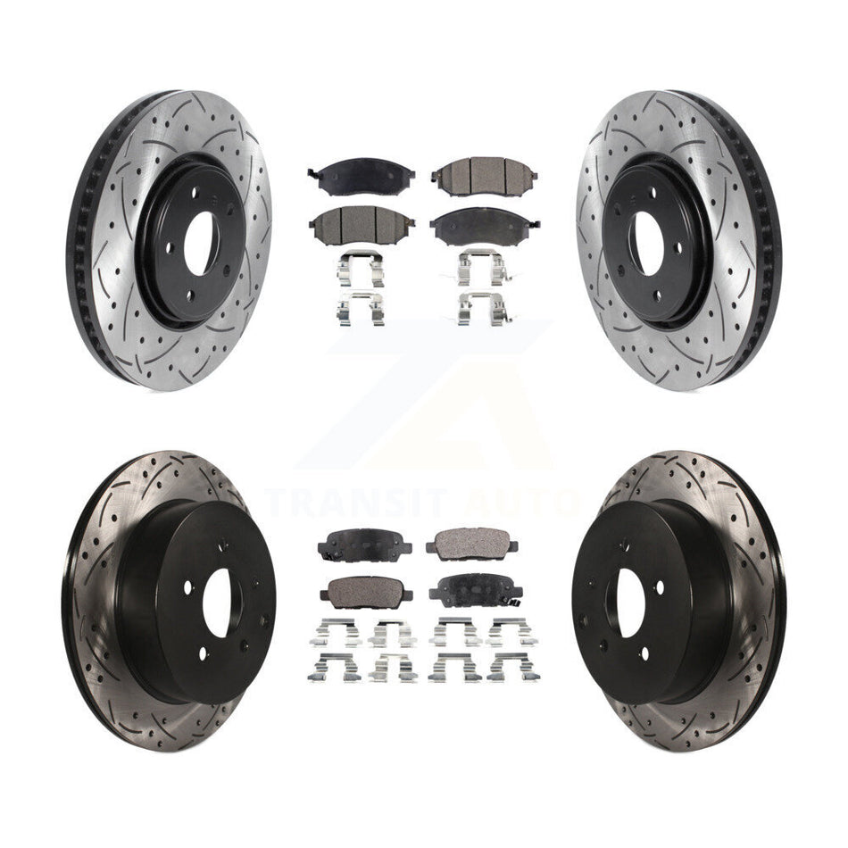 Front Rear Coated Drilled Slotted Disc Brake Rotors And Semi-Metallic Pads Kit For Infiniti FX35 FX37 QX70 FX45 INFINITI KDF-100817