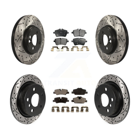 Front Rear Drilled Slot Brake Rotors Semi-Metallic Pad Kit For 2015 Mini Cooper 2.0L/1.5L KDF-100818