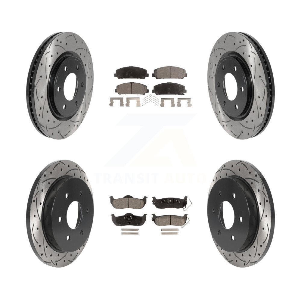 Front Rear Drill Slot Brake Rotors Semi-Metallic Pad Kit For Nissan TITAN Armada INFINITI KDF-100820