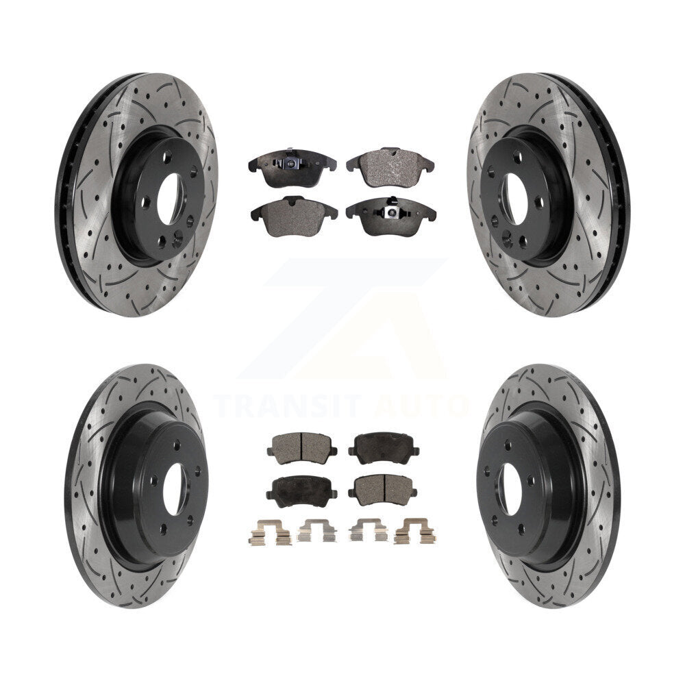 Front Rear Drill Slot Brake Rotor Semi-Metallic Pad Kit For 12-15 Land Rover Range Evoque KDF-100831