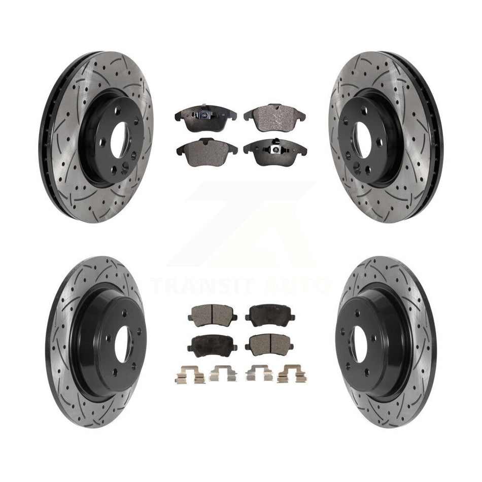 Front Rear Drill Slot Brake Rotor Semi-Metallic Pad Kit For 12-15 Land Rover Range Evoque KDF-100831