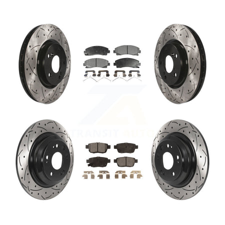 Front Rear Coat Drill Slot Disc Brake Rotors Semi-Metallic Pad Kit For 2009-2014 Acura TL KDF-100833