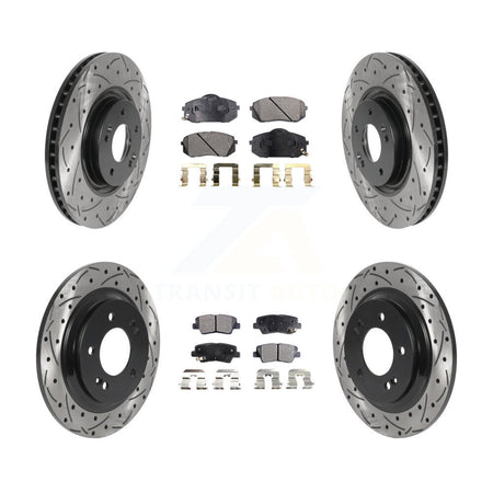 Front Rear Drilled Slot Brake Rotors Semi-Metallic Pad Kit For Hyundai Sonata Kia Cadenza KDF-100840