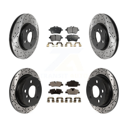 Front Rear Coated Drilled Slotted Disc Brake Rotors Semi-Metallic Pad Kit For Mini Cooper KDF-100860