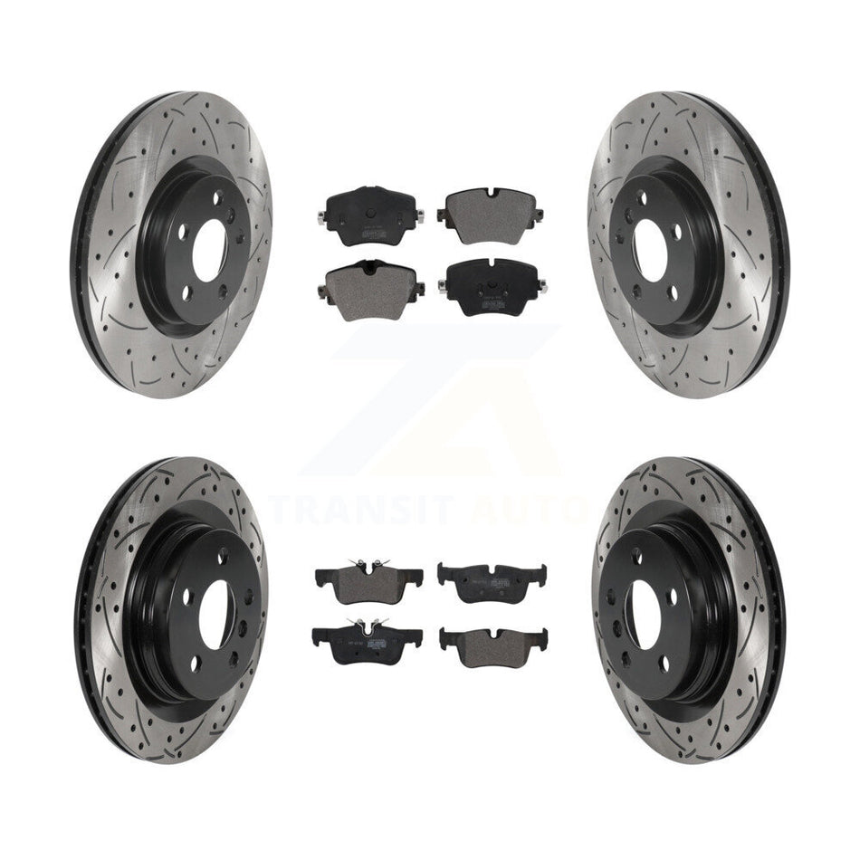 Front Rear Coated Drilled Slotted Disc Brake Rotors And Semi-Metallic Pads Kit For BMW X1 Mini Cooper Countryman X2 228i xDrive Gran Coupe KDF-100870