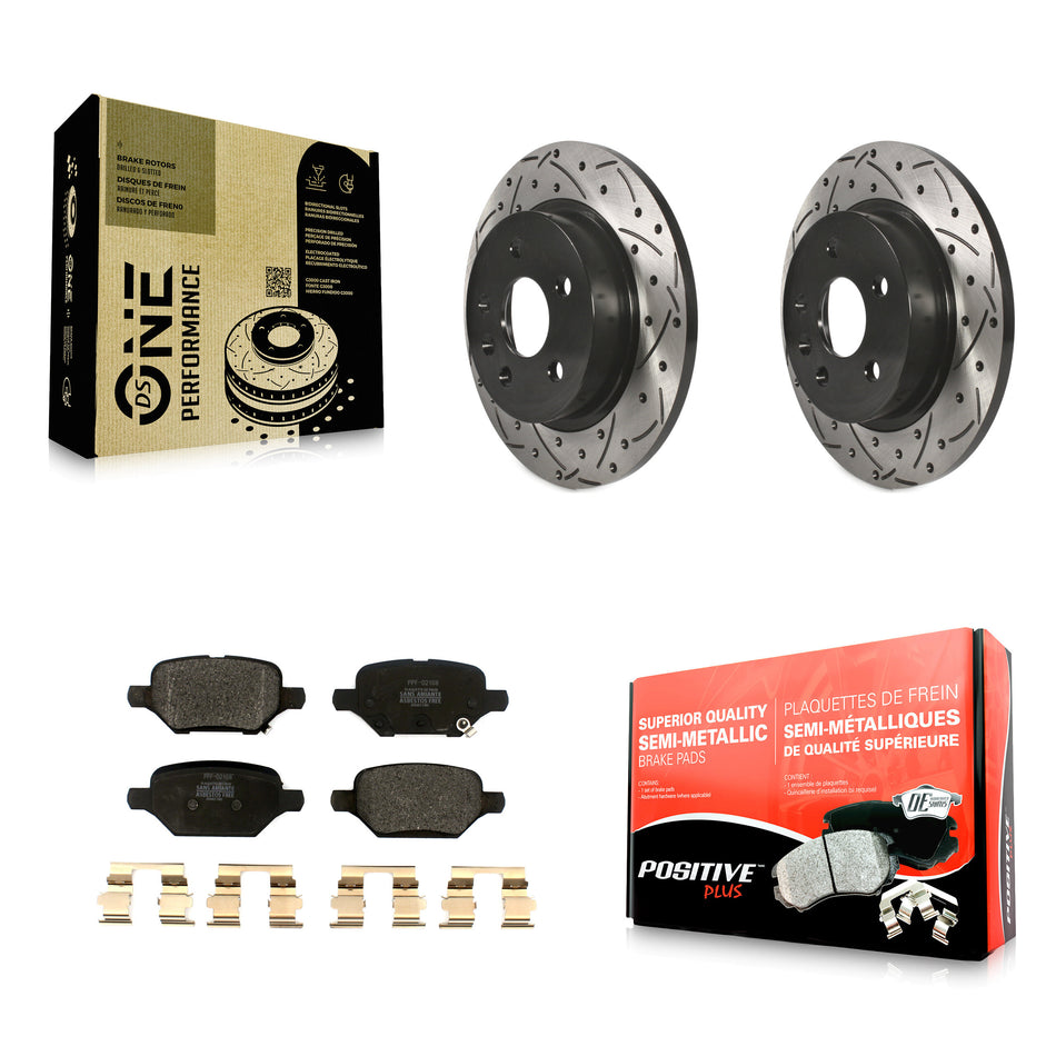 Rear Coated Drilled Slotted Disc Brake Rotors And Semi-Metallic Pads Kit For 2018-2022 Chevrolet Trax Buick Encore KDF-100872