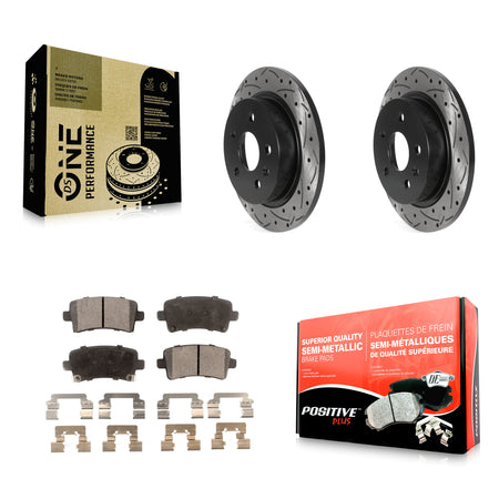 Rear Drilled Slot Disc Brake Rotor Semi-Metallic Pad Kit For Chevrolet Malibu Buick Regal KDF-100873