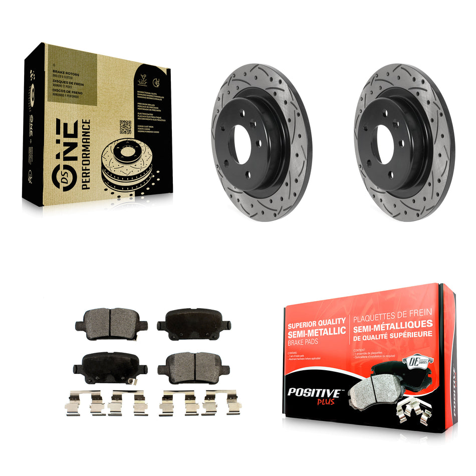 Rear Coated Drilled Slotted Disc Brake Rotors And Semi-Metallic Pads Kit For Chevrolet Equinox Malibu GMC Terrain Buick LaCrosse Regal TourX KDF-100874