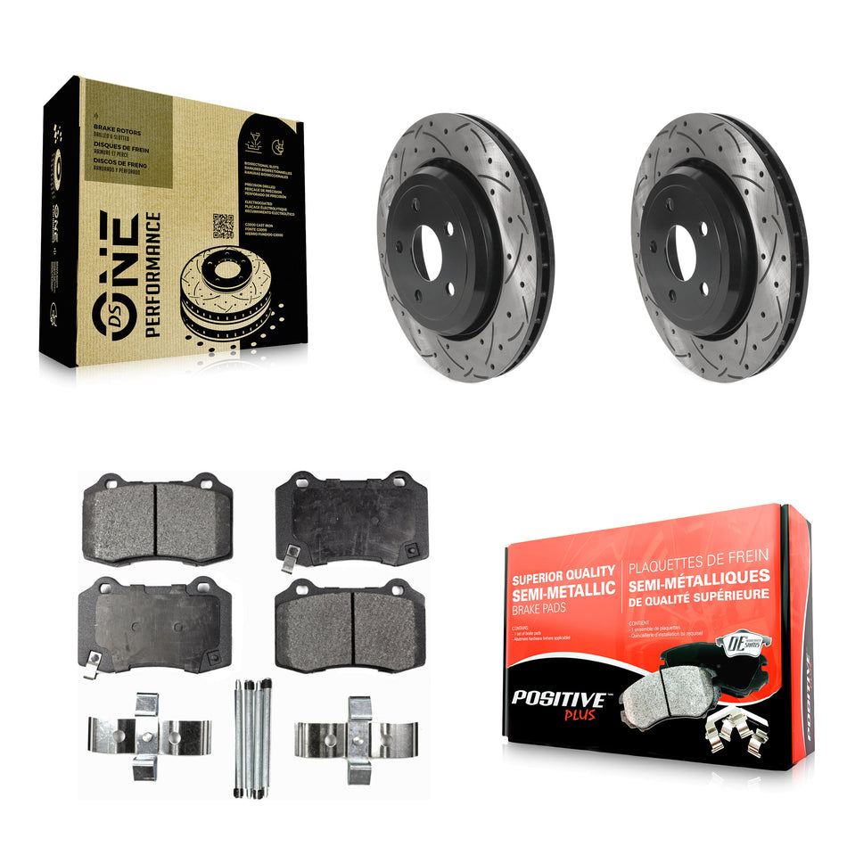 Rear Coated Drilled Slotted Disc Brake Rotors And Semi-Metallic Pads Kit For Jeep Grand Cherokee Dodge Durango KDF-100884