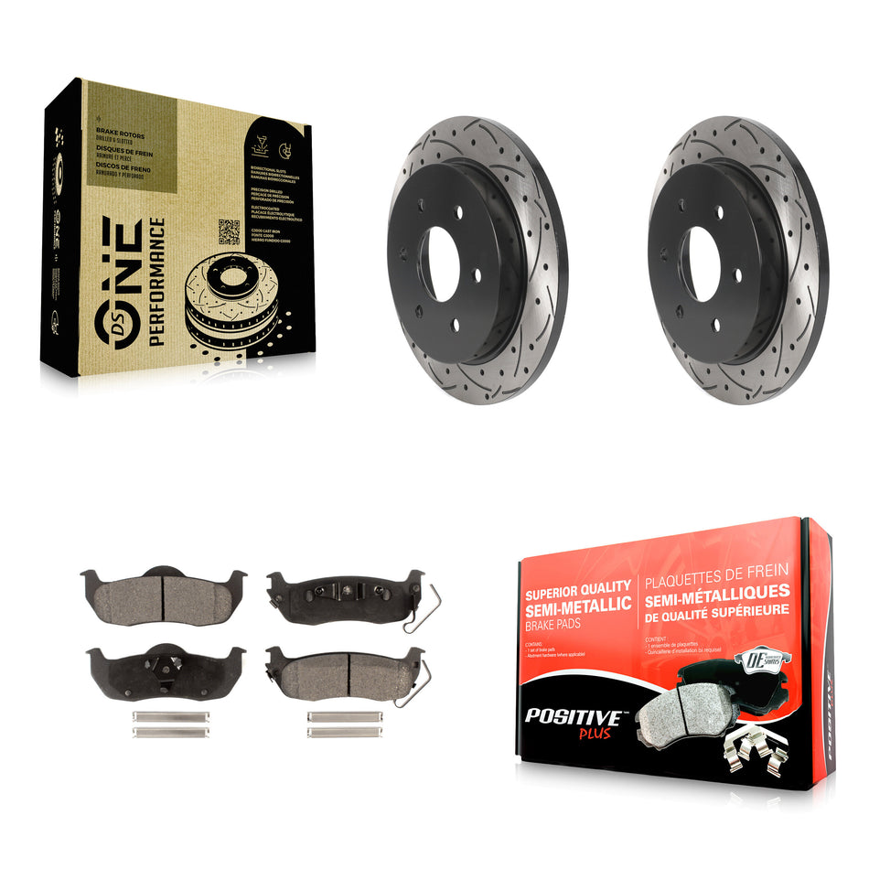 Rear Coated Drilled Slotted Disc Brake Rotors And Semi-Metallic Pads Kit For Nissan Titan Armada INFINITI QX56 Pathfinder TITAN KDF-100890