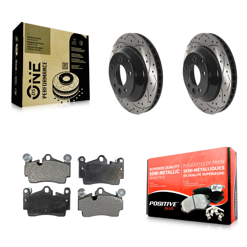 Rear Drill Slot Brake Rotors Semi-Metallic Pad Kit For Audi Q7 Porsche Cayenne Volkswagen KDF-100892
