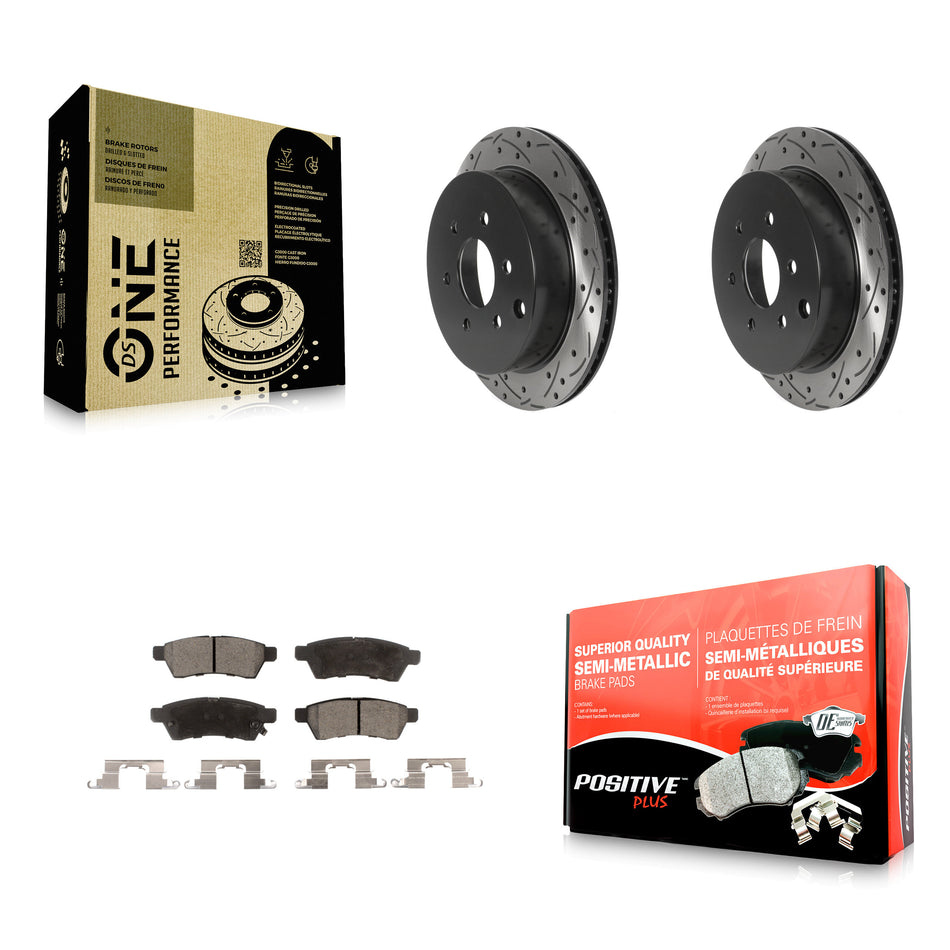 Rear Coated Drilled Slotted Disc Brake Rotors And Semi-Metallic Pads Kit For Nissan Frontier Xterra Suzuki Equator KDF-100893