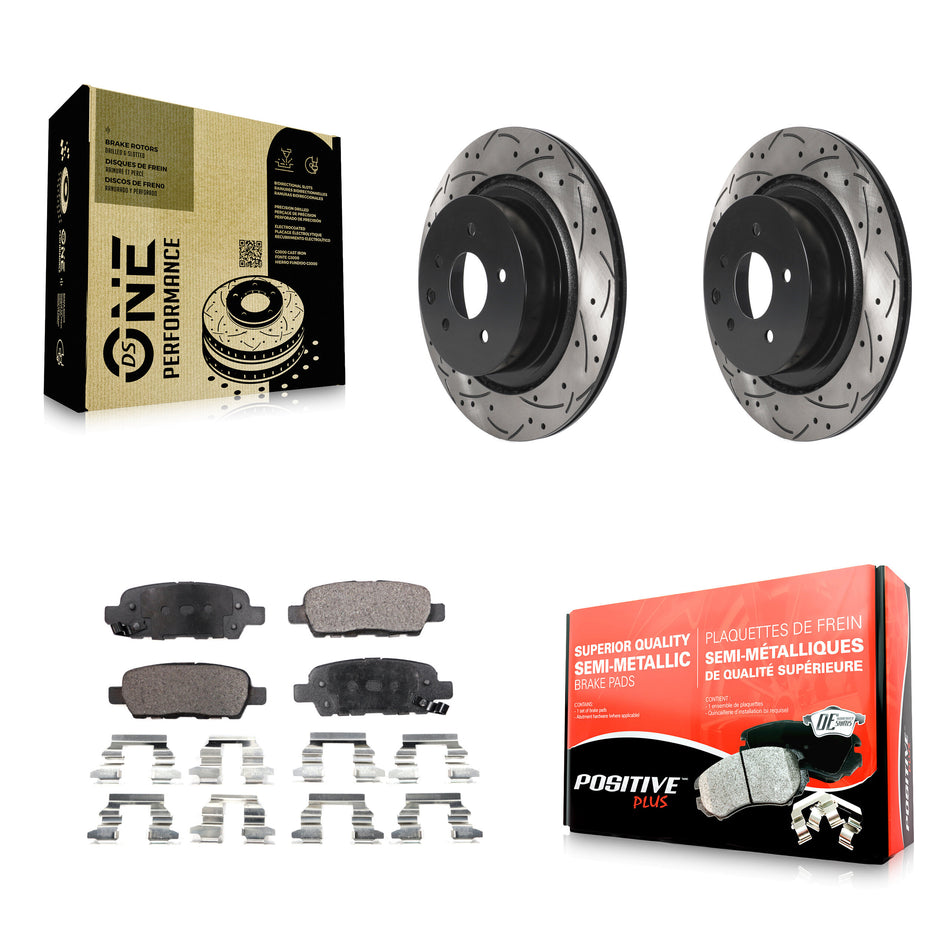 Rear Coated Drilled Slotted Disc Brake Rotors And Semi-Metallic Pads Kit For Infiniti G37 G35 Q60 INFINITI KDF-100898