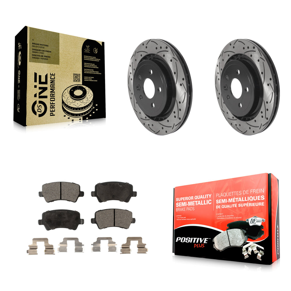 Rear Coated Drilled Slotted Disc Brake Rotors And Semi-Metallic Pads Kit For Volvo S60 XC70 S80 V60 V70 KDF-100901