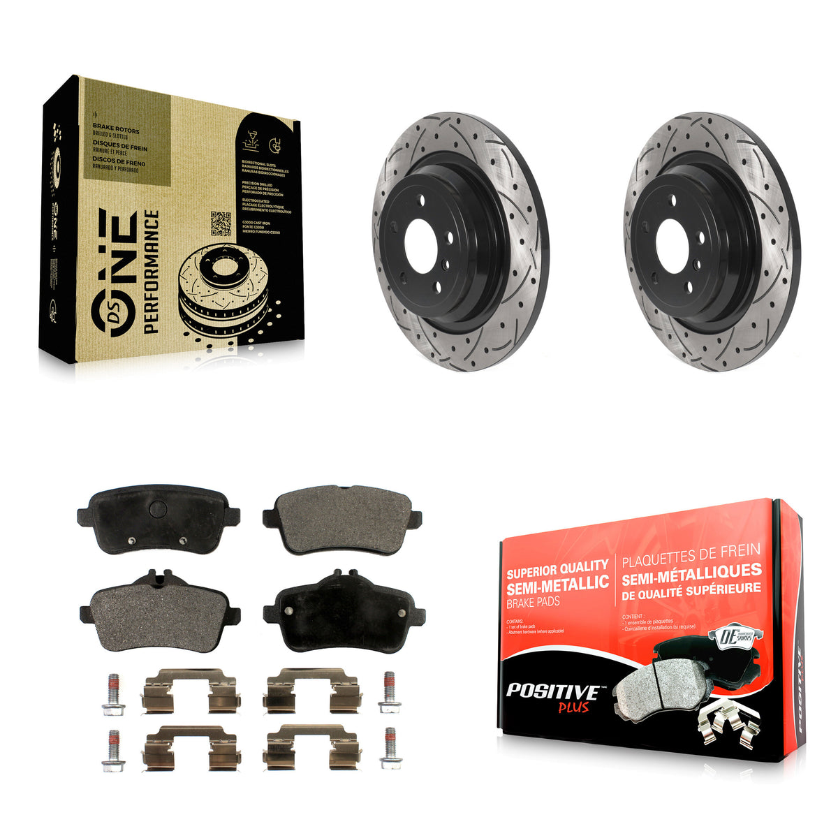 Rear Drilled Slot Brake Rotors Semi-Metallic Pad Kit For Mercedes-Benz ML350 GLE350 ML250 KDF-100913