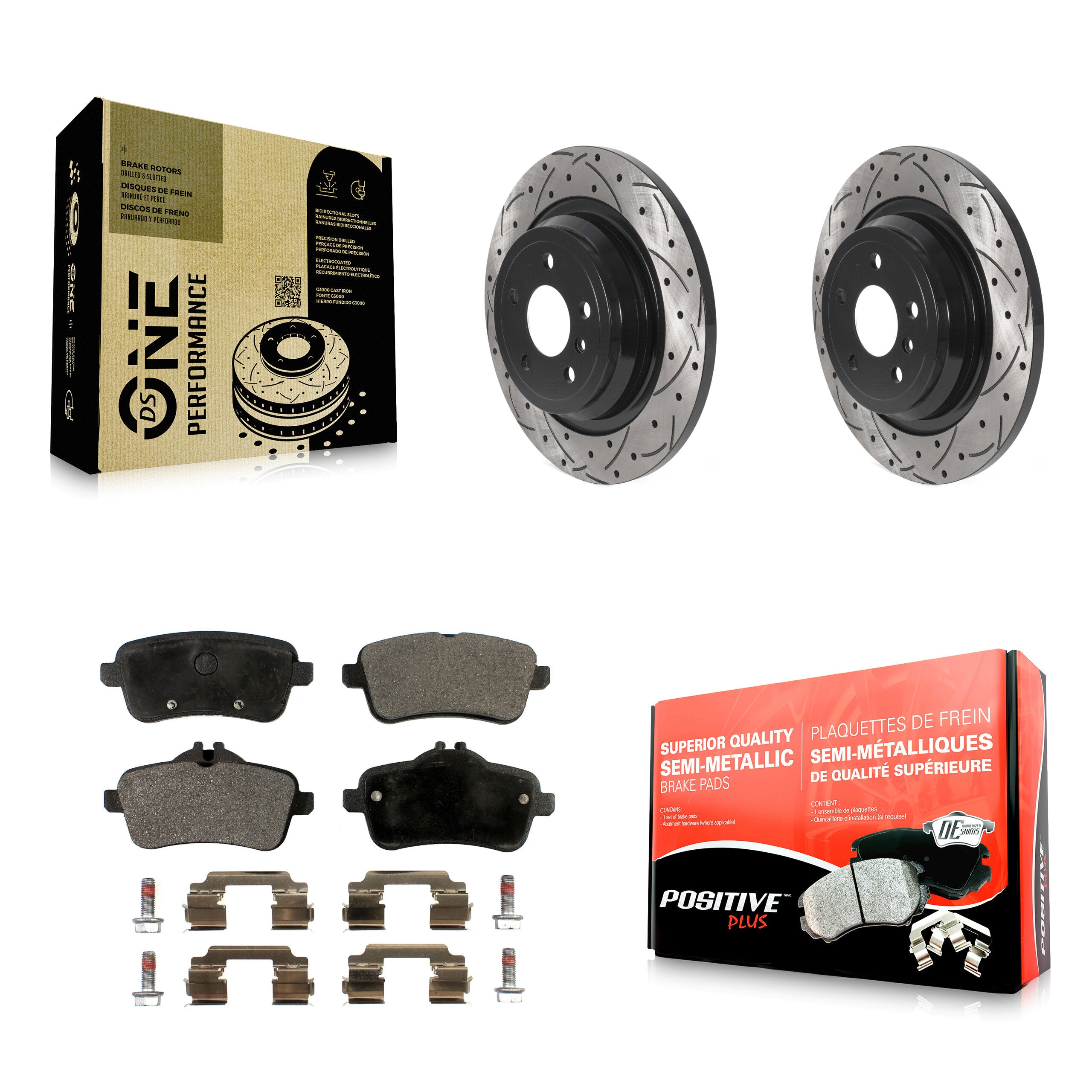 Rear Drilled Slot Brake Rotors Semi-Metallic Pad Kit For Mercedes-Benz ML350 GLE350 ML250 KDF-100913