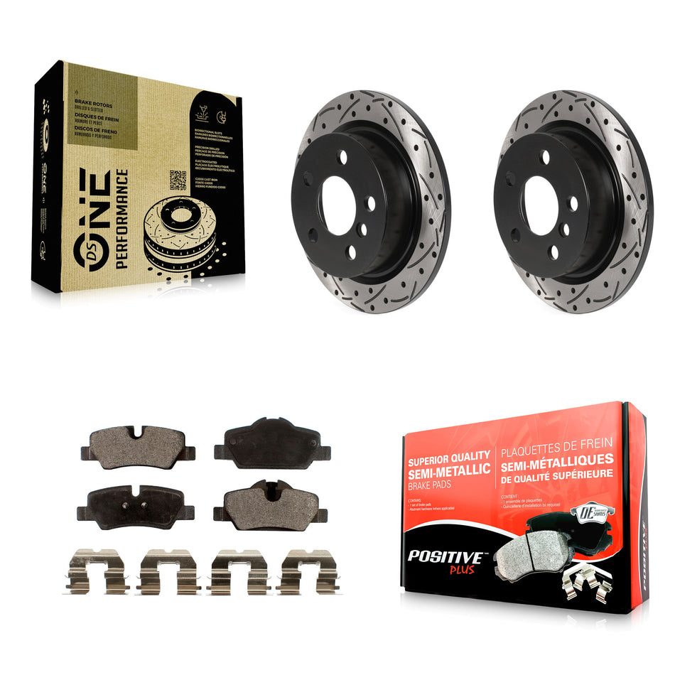 Rear Coated Drilled Slotted Disc Brake Rotors And Semi-Metallic Pads Kit For Mini Cooper KDF-100925