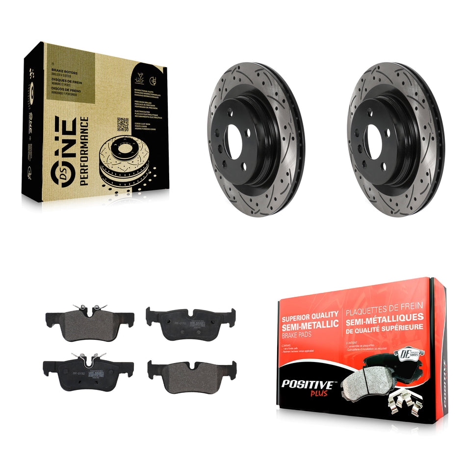 Rear Coated Drilled Slotted Disc Brake Rotors And Semi-Metallic Pads Kit For BMW X1 Mini Cooper Countryman X2 Clubman 228i xDrive Gran Coupe KDF-100929