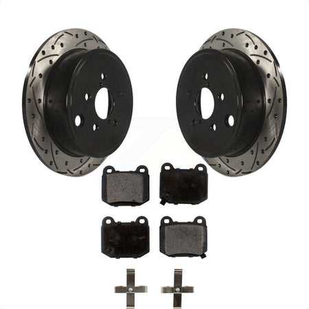 Rear Drill Slot Brake Rotors Semi-Metallic Pad Kit For Subaru WRX With 17\\" Factory Wheels KDF-100940