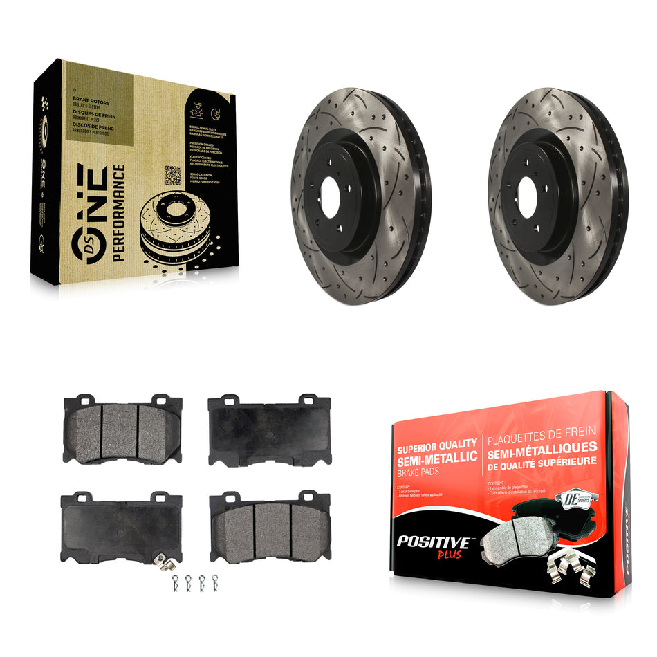 Front Coated Drilled Slotted Disc Brake Rotors And Semi-Metallic Pads Kit For INFINITI G37 Q50 Nissan 370Z Q60 M37 Q70 Q70L QX70 M56 FX50 Z KDF-100944