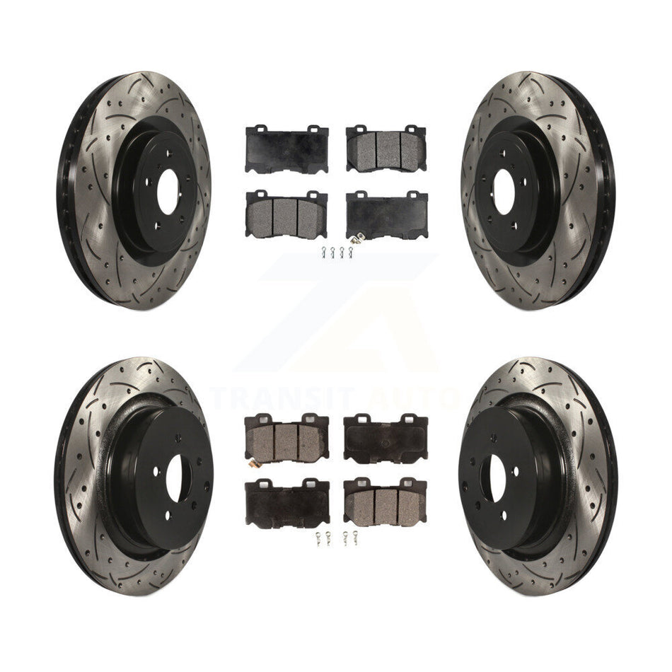 Front Rear Coated Drilled Slotted Disc Brake Rotors And Semi-Metallic Pads Kit For INFINITI Q50 M37 Q60 Q70 Q70L QX70 M56 FX50 KDF-100957