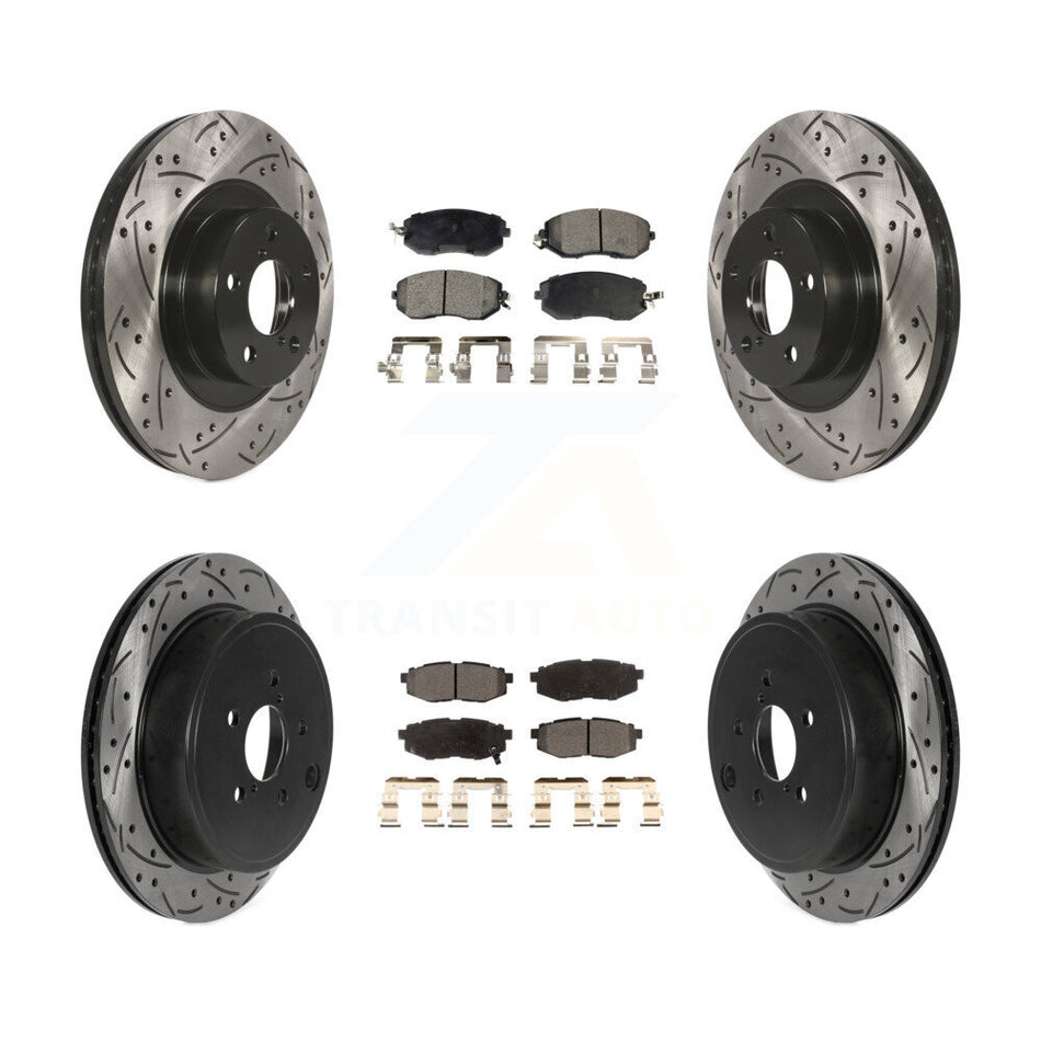 Front Rear Coated Drilled Slotted Disc Brake Rotors And Semi-Metallic Pads Kit For Toyota 86 KDF-100980