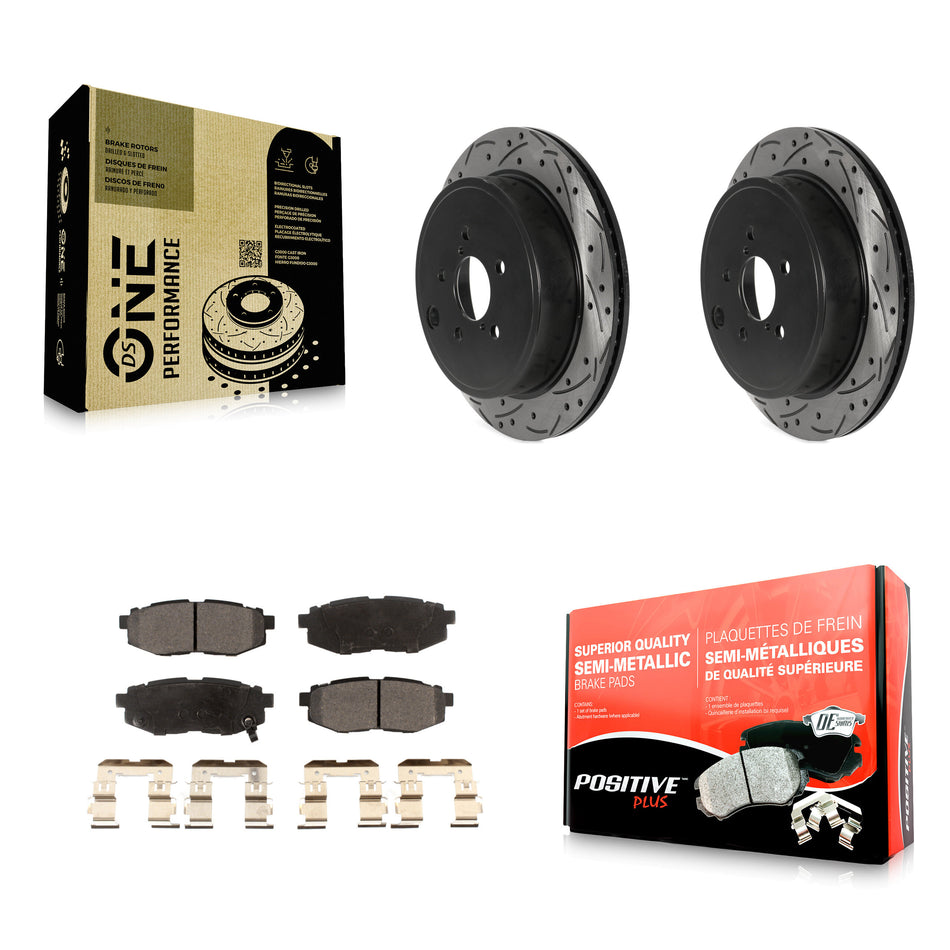 Rear Coated Drilled Slotted Disc Brake Rotors And Semi-Metallic Pads Kit For Subaru Outback Legacy Scion FR-S BRZ Toyota 86 KDF-100985