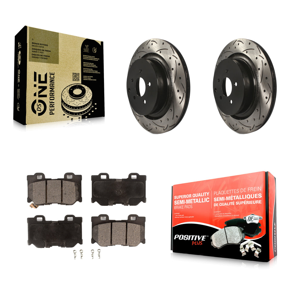 Rear Coated Drilled Slotted Disc Brake Rotors And Semi-Metallic Pads Kit For INFINITI Q50 M37 Q60 Q70 Q70L QX70 M56 FX50 KDF-100989