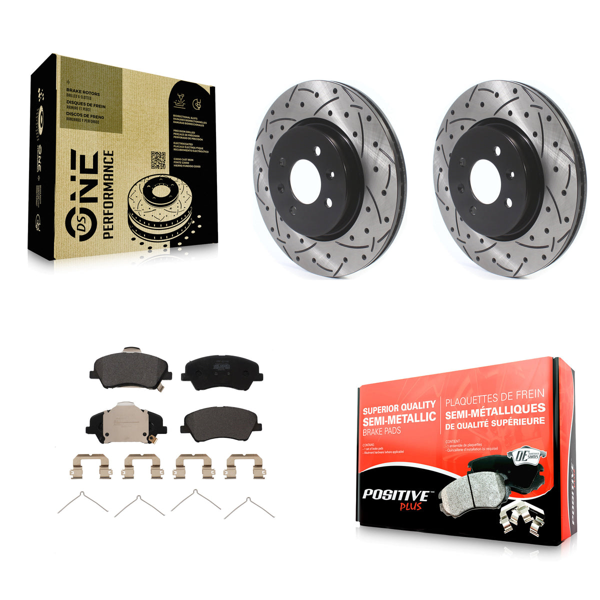 Front Coated Drill Slot Disc Brake Rotor Semi-Metallic Pad Kit For Kia Rio Hyundai Accent KDF-101003