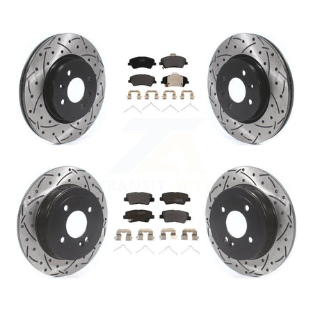 Front Rear Drilled Slot Disc Brake Rotor Semi-Metallic Pad Kit For Kia Rio Hyundai Accent KDF-101005