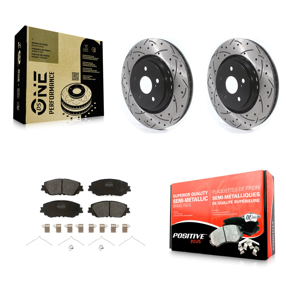 Front Drill Slot Brake Rotors Semi-Metallic Pad Kit For Toyota Camry XSE With TRD Package KDF-101014