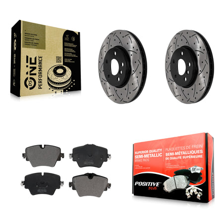 Front Drilled Slot Brake Rotor & Semi-Metallic Pad Kit For Mini Cooper Countryman Clubman KDF-101016