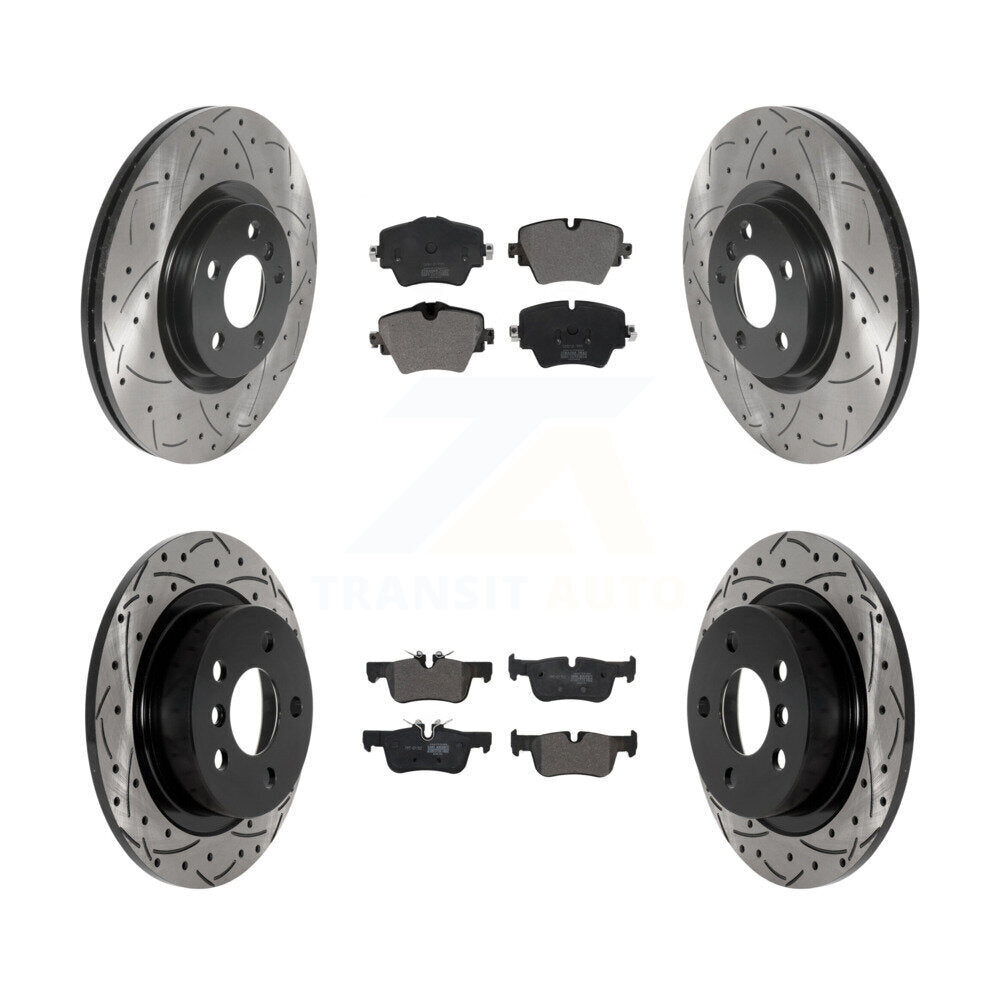 Front Rear Drilled Slot Disc Brake Rotor Semi-Metallic Pad Kit For Mini Cooper Countryman KDF-101023