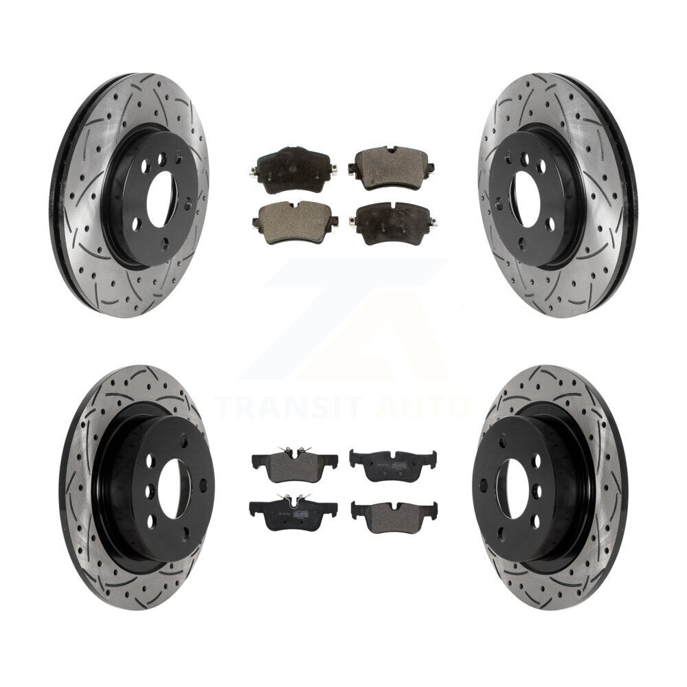 Front Rear Coat Drill Slot Disc Brake Rotor Semi-Metallic Pad Kit For Mini Cooper Clubman KDF-101025