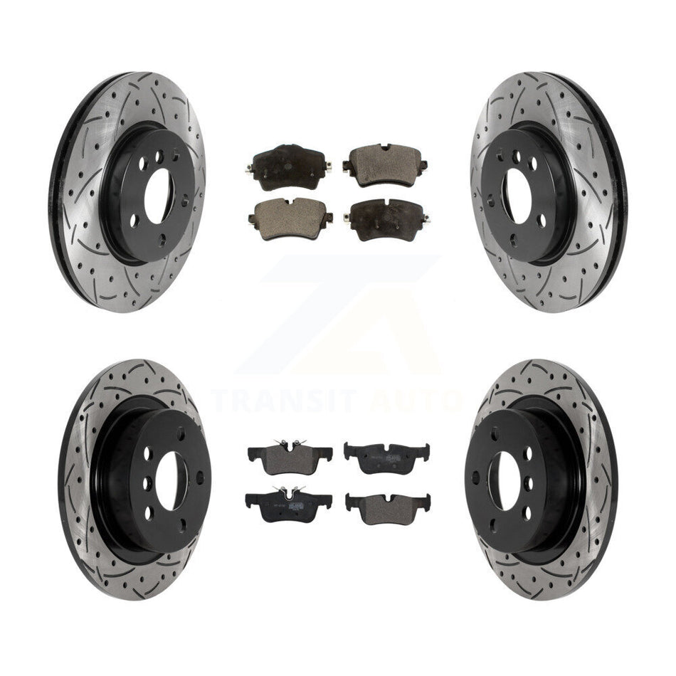 Front Rear Coat Drill Slot Disc Brake Rotor Semi-Metallic Pad Kit For Mini Cooper Clubman KDF-101025