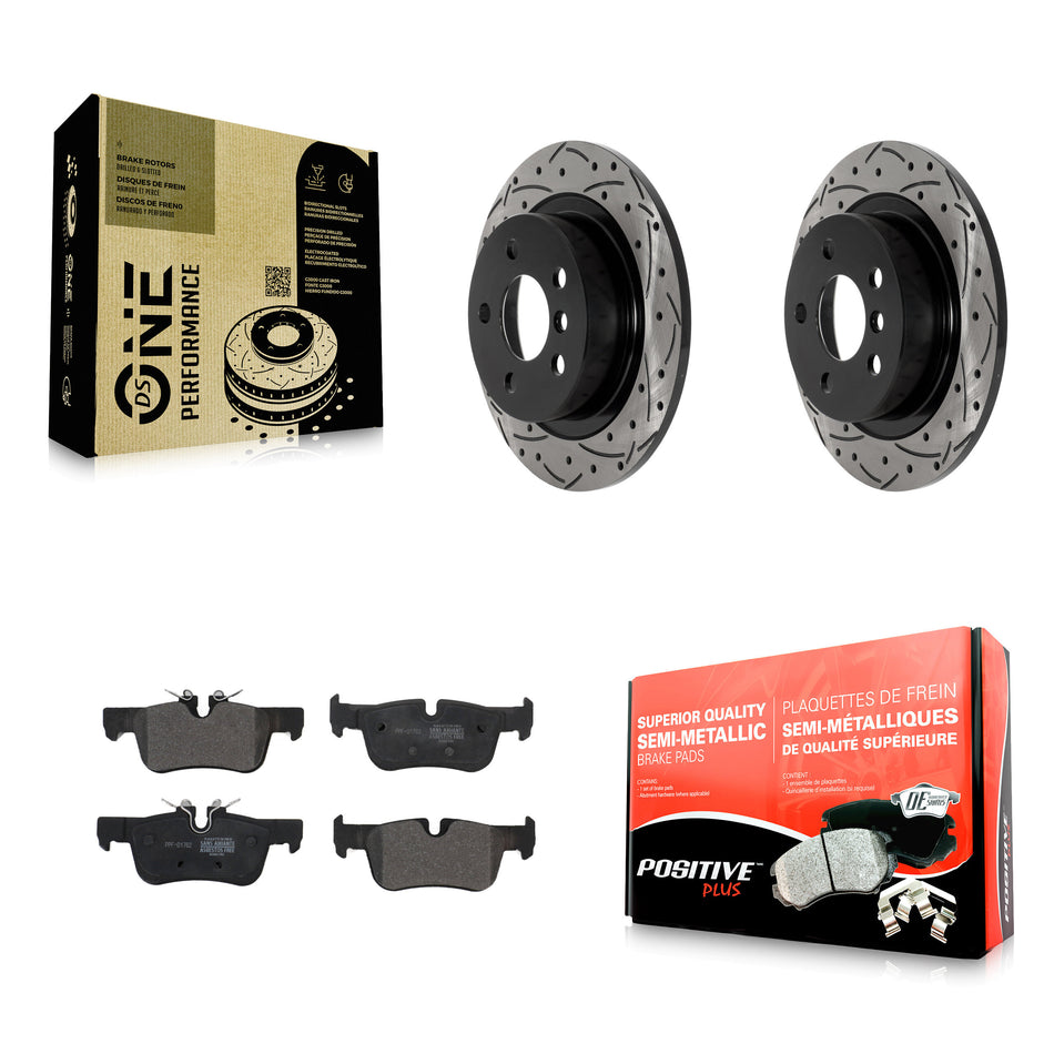 Rear Drill Slot Brake Rotors Semi-Metallic Pad Kit For Mini Cooper Countryman Clubman BMW KDF-101034