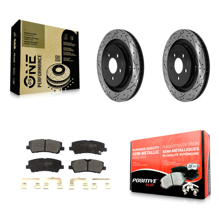 Rear Coated Drilled Slotted Disc Brake Rotors And Semi-Metallic Pads Kit For Ford Mustang KDF-101035