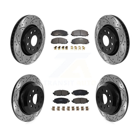 Front Rear Drilled Slot Brake Rotor Semi-Metallic Pad Kit For 18-20 Jeep Wrangler Rubicon KDF-101041